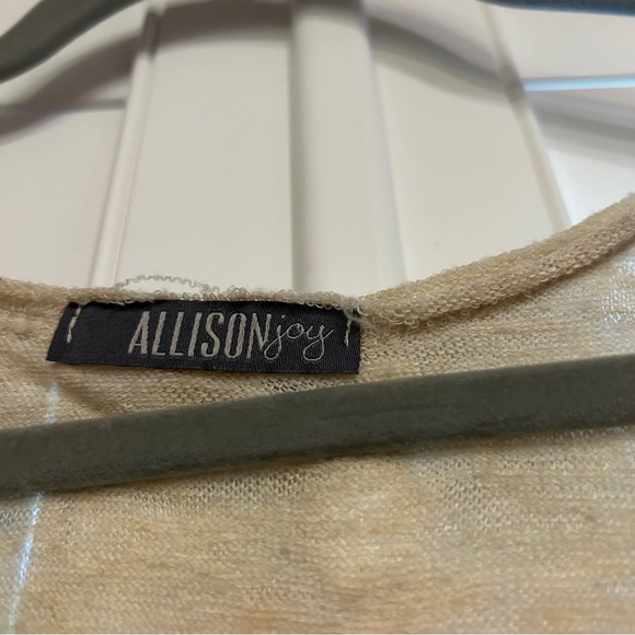 Allison Joy Short Sleeved V Neck Top Tan Cream Size Large - Picture 2 of 4